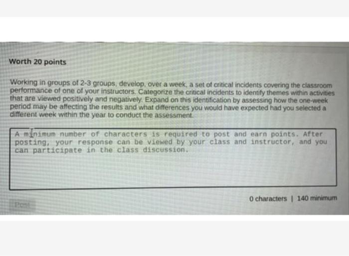 Worth 20 points Working in groups of 2-3 groups,