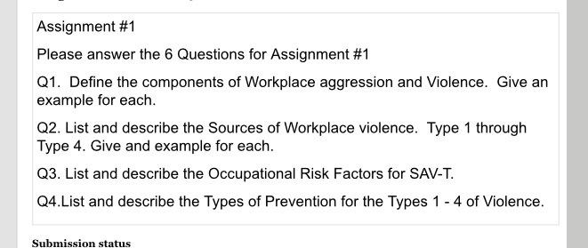 Assignment #1 Please answer the 6 Questions for