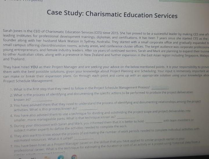 Case Study: Charismatic Education Services Sarah