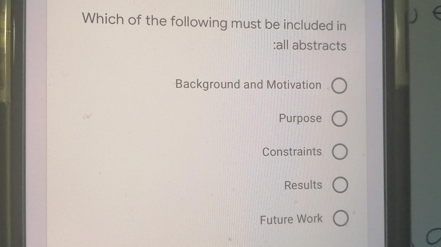 ??aswer? Which of the following must be included