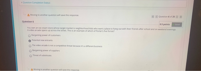 Question Completion Status: Moving to another