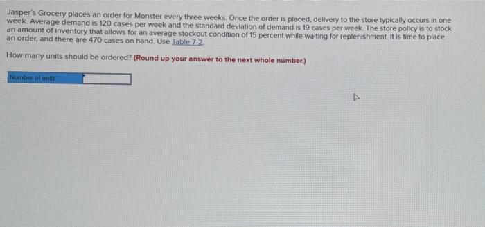 Jasper's Grocery places an order for Monster