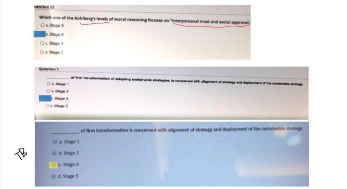 TB estion 32 Which one of the Kohlberg's levels