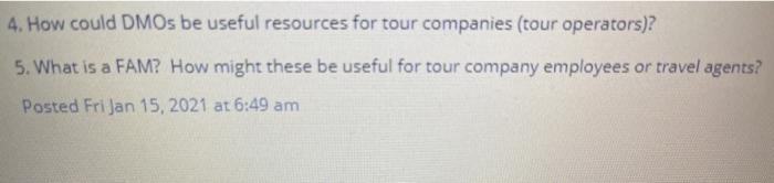 4. How could DMOs be useful resources for tour