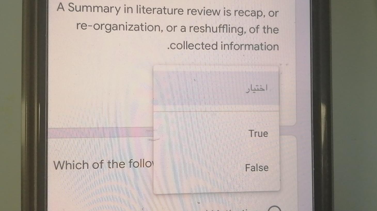 A Summary in literature review is recap, or