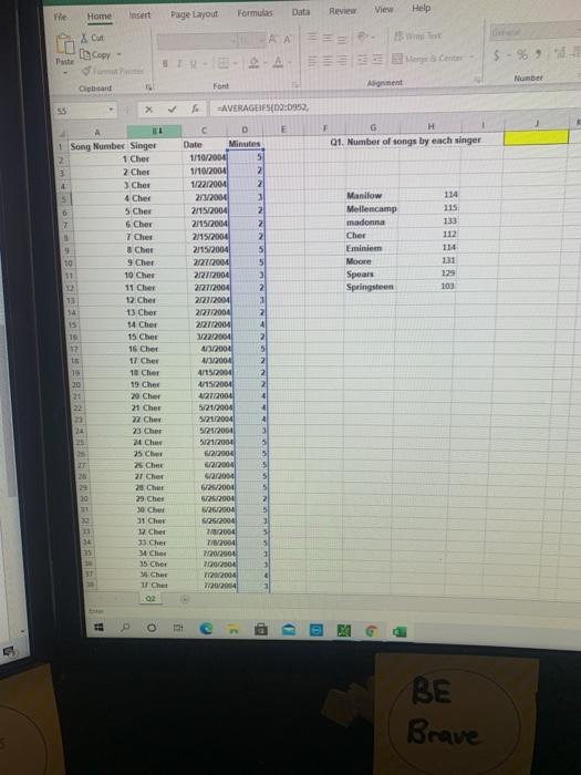 what would be the formulas used for each question