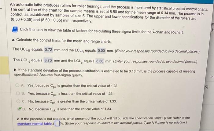 An automatic lathe produces rollers for roller