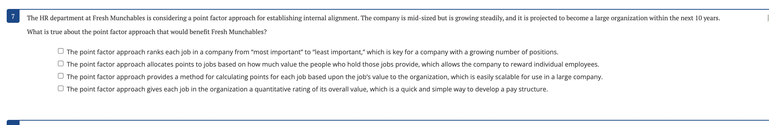 7 The HR department at Fresh Munchables is