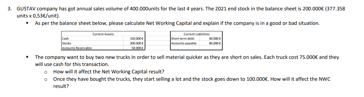 3. GUSTAV company has got annual sales volume of