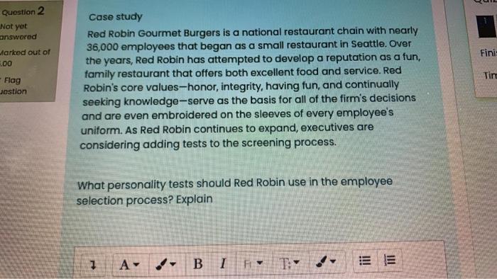 Question 2 Not yet answered darked out of 100