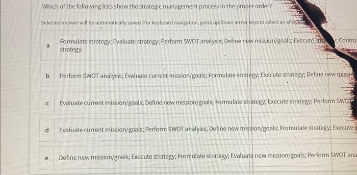 pls Which of the following lists show the