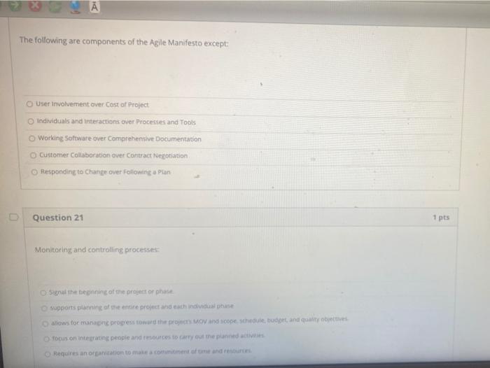 The following are components of the Agile