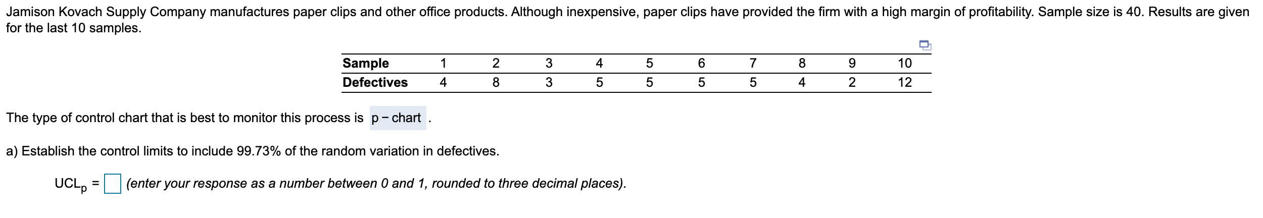 1. Please find UCLp, LCLp 2. Based on the