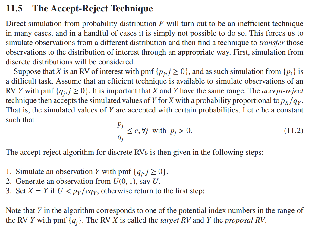 Using the accept-reject algorithm(see details of