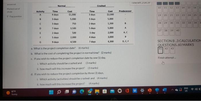 a. What is the project completion date? (6 marks)