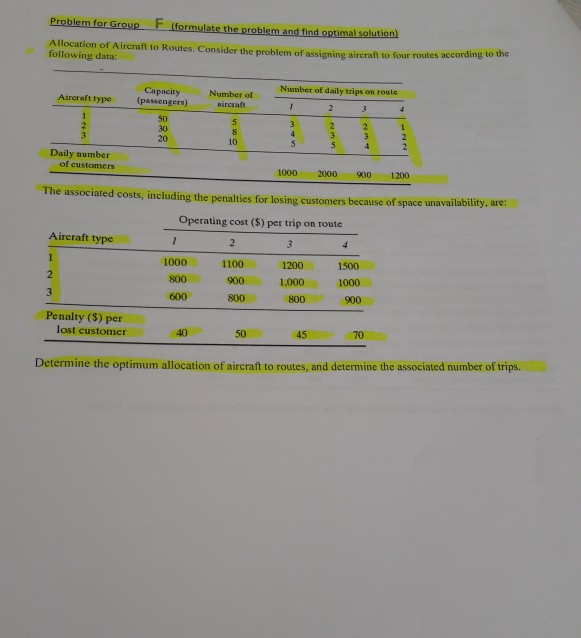 please modelling solver Problem for Group F