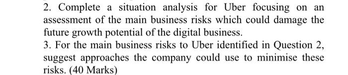 2. Complete a situation analysis for Uber