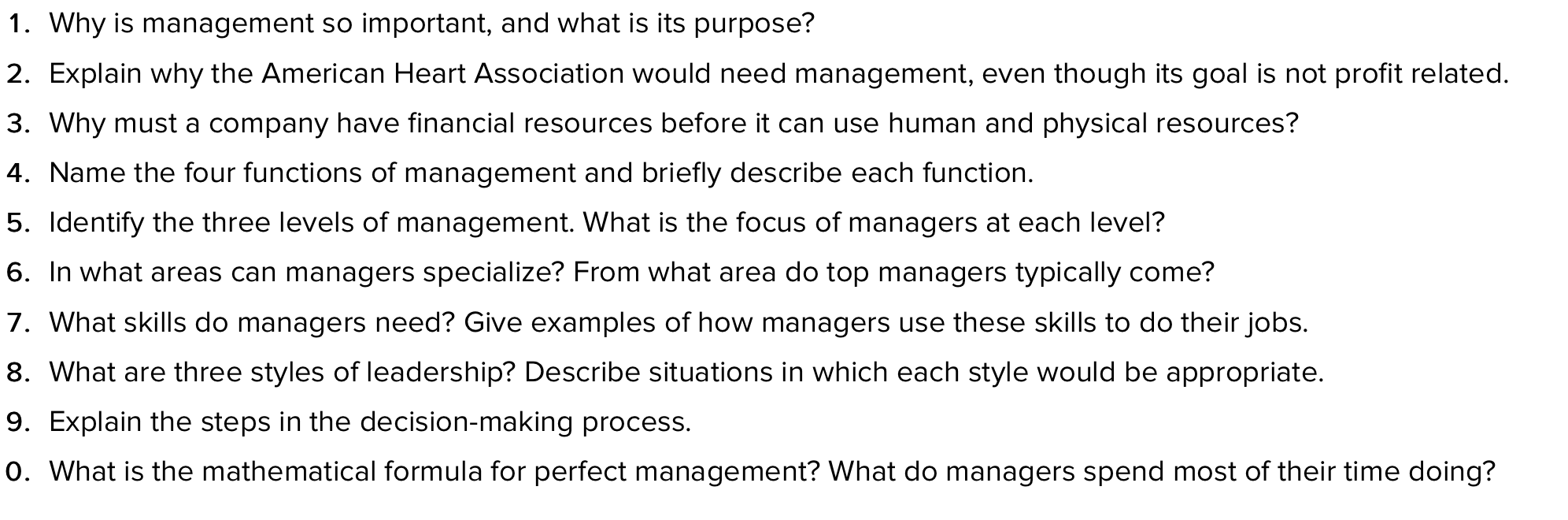 1. Why is management so important, and what is