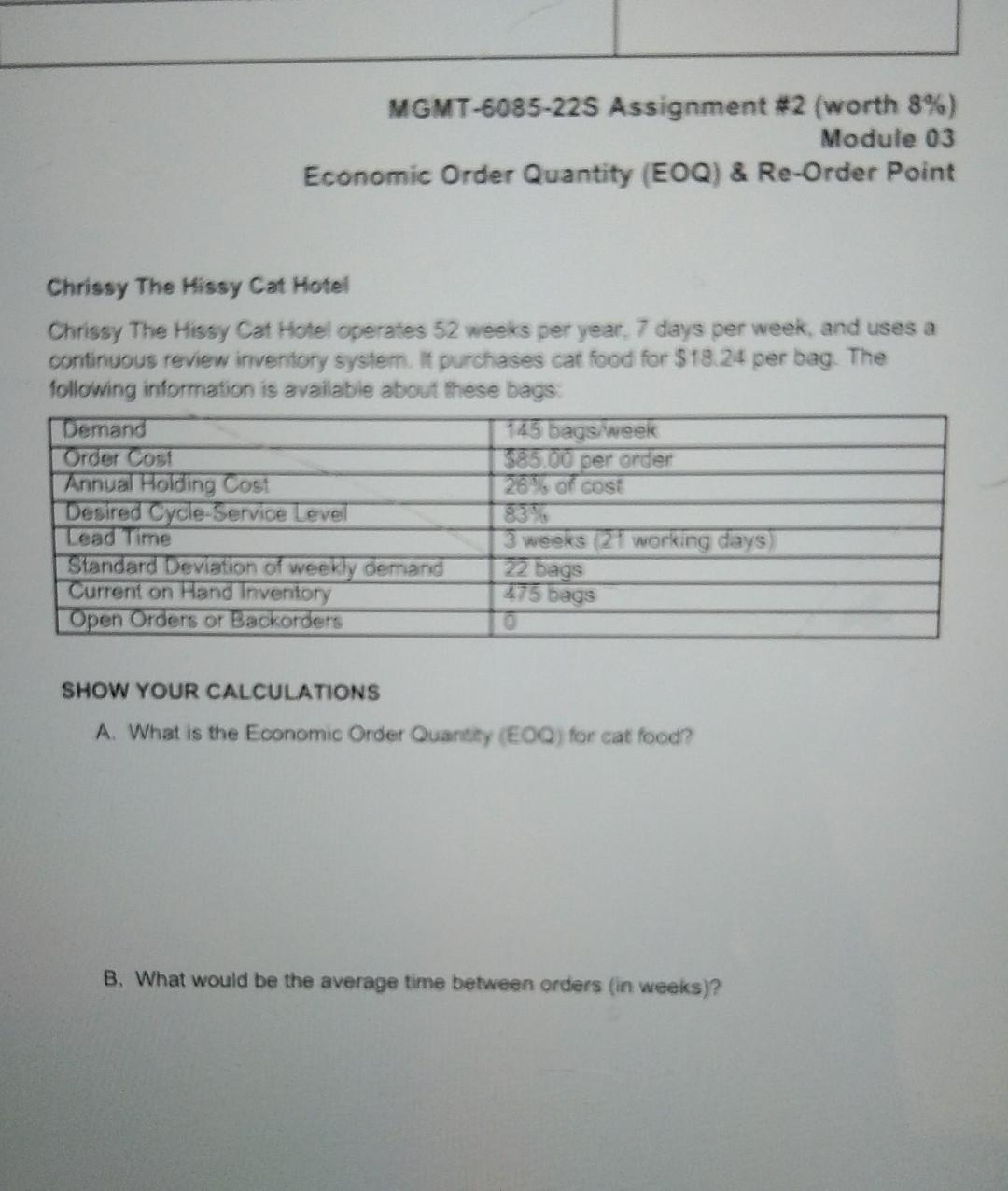 MGMT-6085-22S Assignment #2 (worth 8%) Module 03