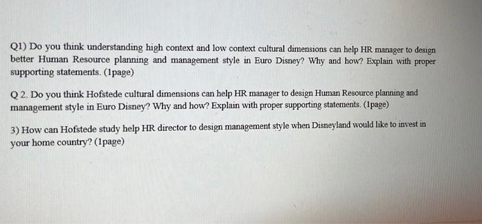 Q1) Do you think understanding high context and