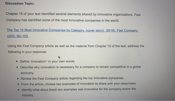 Article Discussion Topic: Chapter 15 of your text