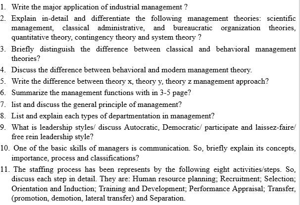 1. Write the major application of industrial