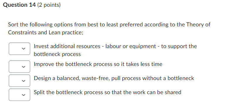 Sort the following options from best to least