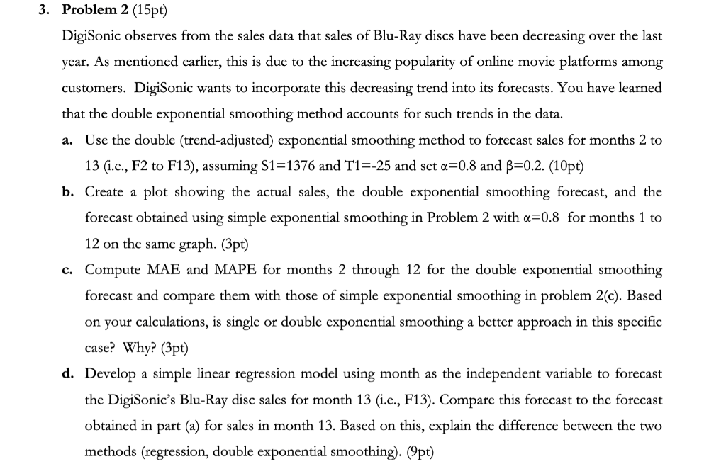 3. Problem 2 (15pt) DigiSonic observes from the