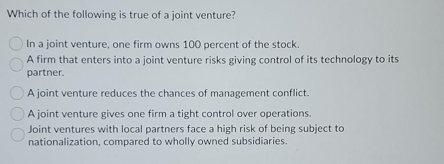 Service firms have found that joint ventures with