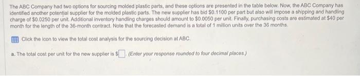 The ABC Company had two options for sourcing