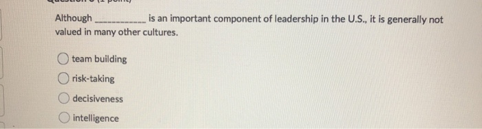 Although is an important component of leadership