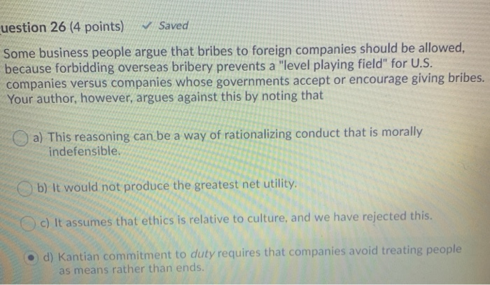 uestion 26 (4 points) Saved Some business people