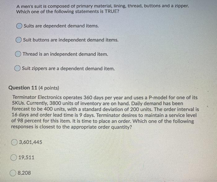 A men's suit is composed of primary material,