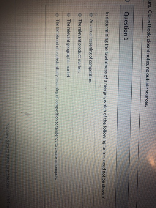 urs. Closed book, closed notes, no outside