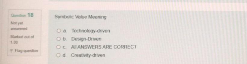 Question 18 Symbolic Value Meaning Not yet