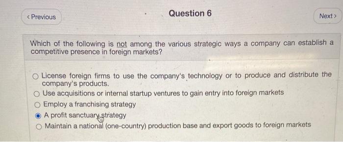 Question 6 < Previous Next  style=