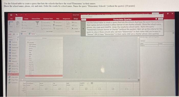 Use the School table to create a query that is