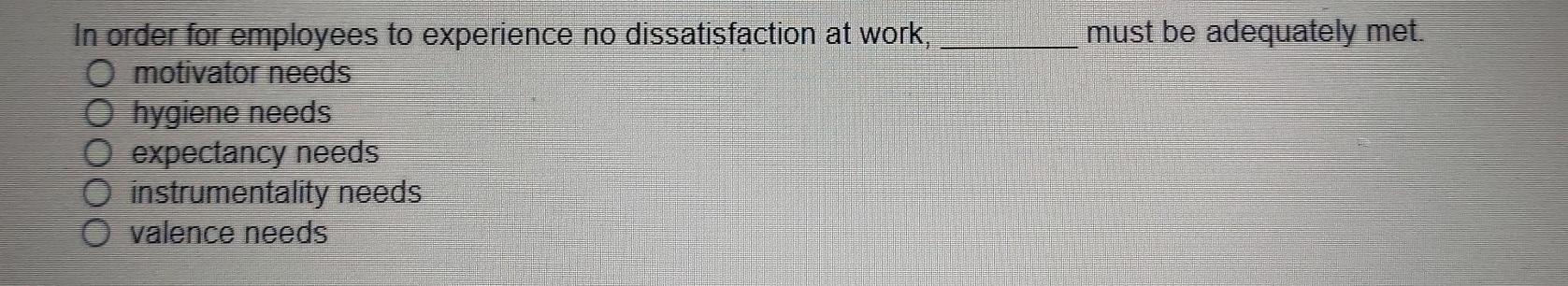 Option 1. Motivator needs is incorrect must be