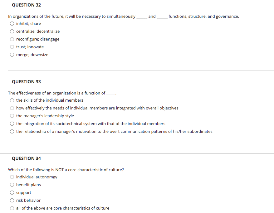 QUESTION 32 and functions, structure, and