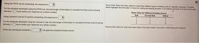 Using the FCFSrue for scheduling, the sequences