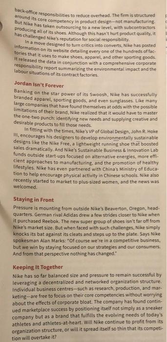 Richard Clement/REUTERS Case 11 Nike Spreading