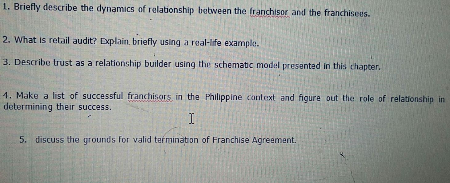 1. Briefly describe the dynamics of relationship