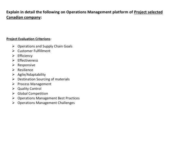 Explain in detail the following on Operations