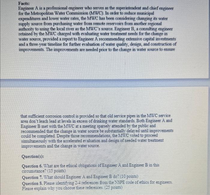 Facts: Engineer A is a professional engineer who