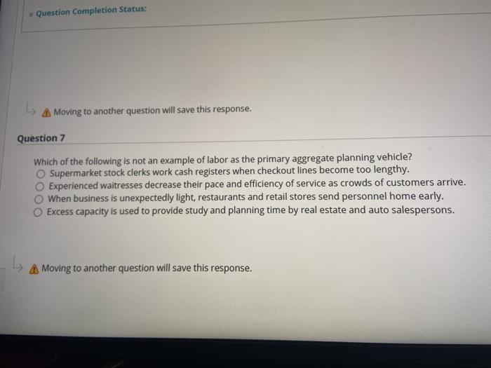 Question Completion Status: Moving to another