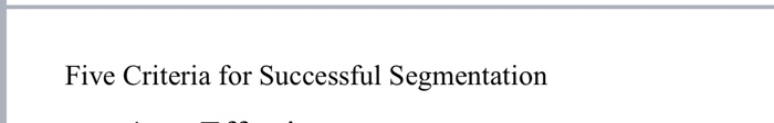 Five Criteria for Successful Segmentation