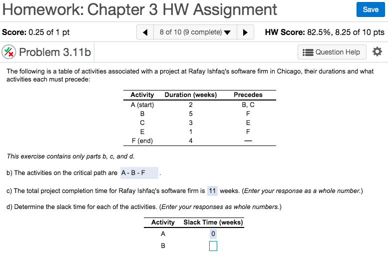 Homework: Chapter 3 HW Assignment Save Score: