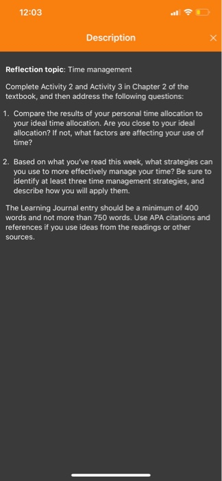 12:03 Description Reflection topic: Time