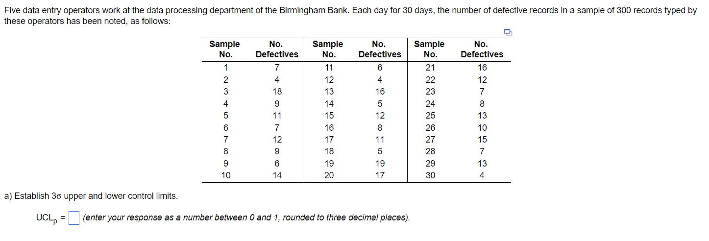 Five data entry operators work at the data