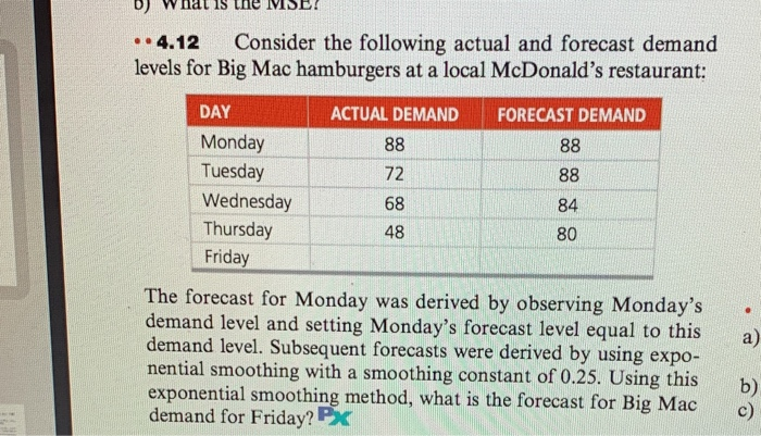 in excel with shown work. formulas needed b) What